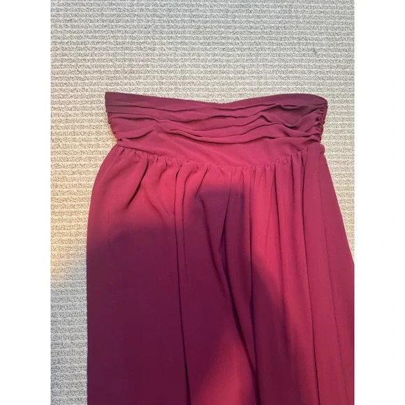 Lovers and Friends Burgundy Strapless Ruched Maxi Dress Wine Bridesmaid Gown L - Picture 5 of 9